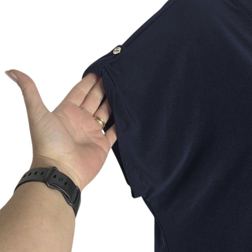 Navy Top With Lace-Up Detail - Picture 3 of 6